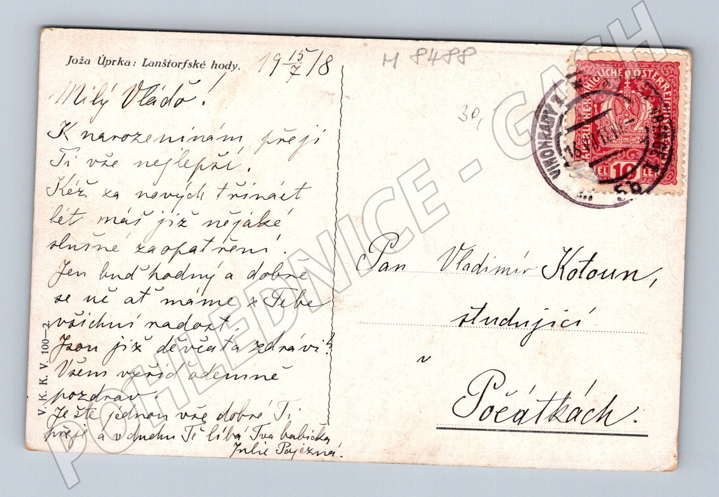 Pohlednice Lanštorfské hody Joža Uprka 1915 etnografie (M8488)