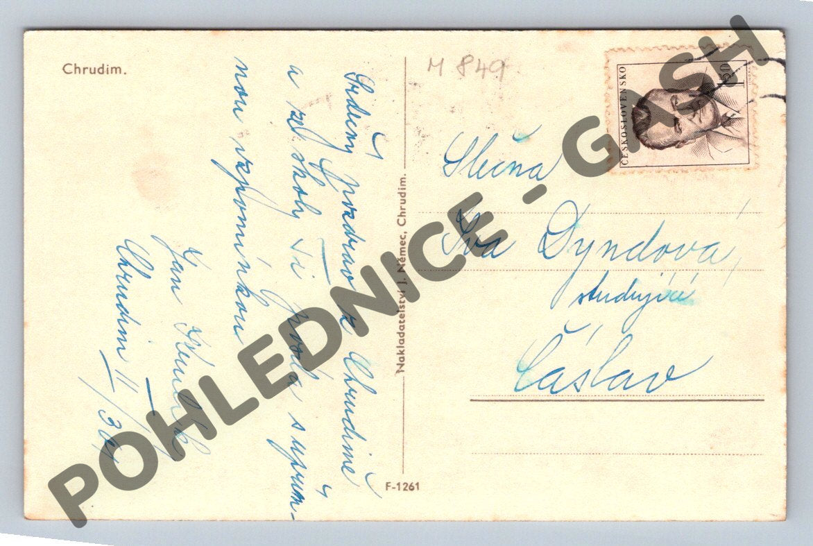 Pohlednice Chrudim 1941 malý formát historická (M849)
