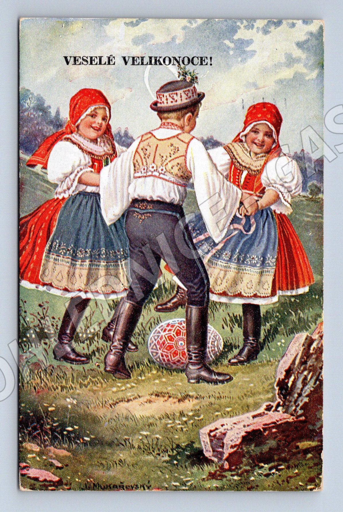 Pohlednice Velikonoční 1943 etnografický motiv kroje (M8490)