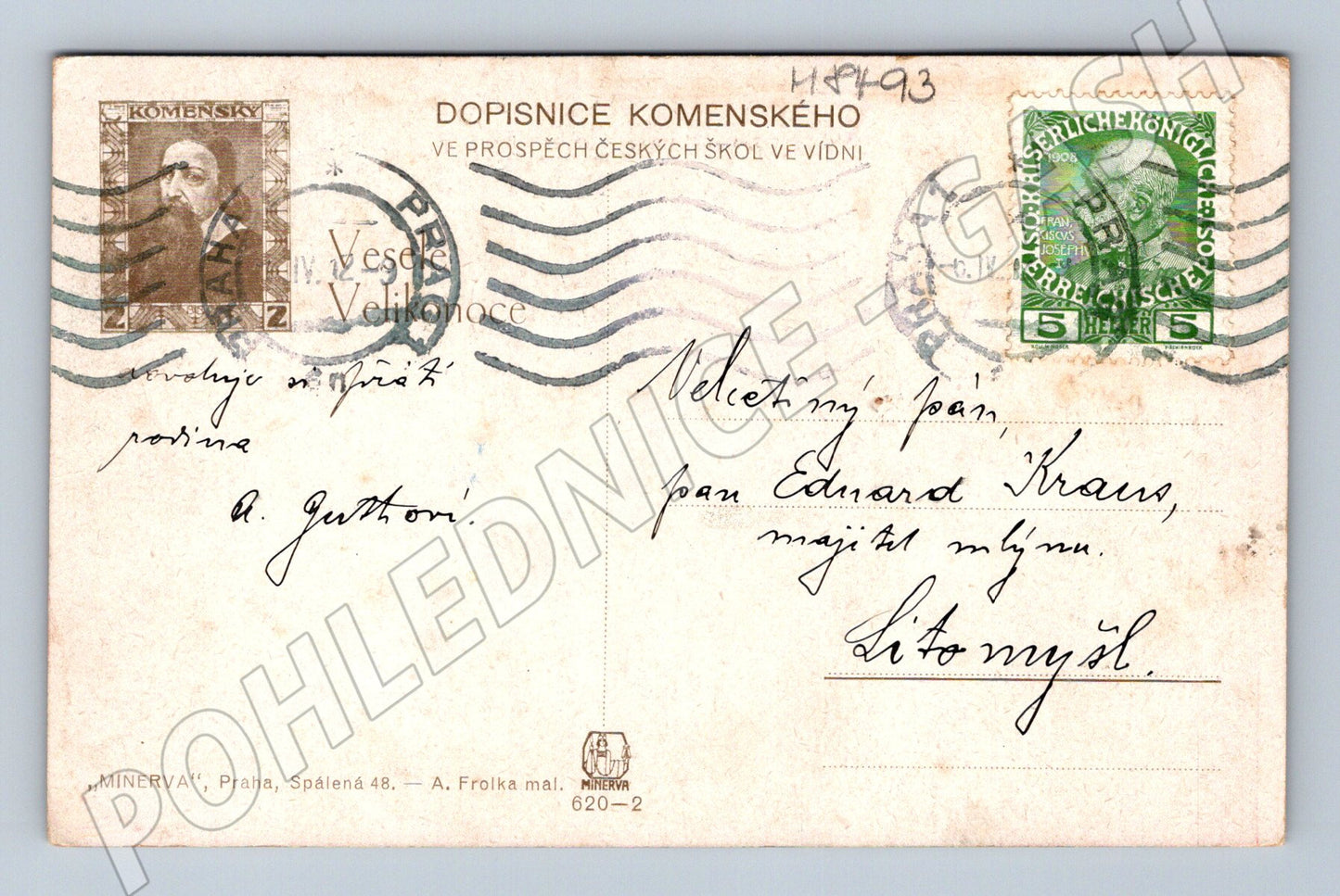 Pohlednice A Frolka lidové kroje historická odeslaná (M8493)