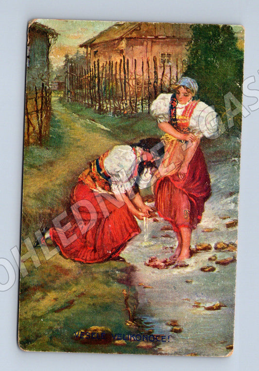 Pohlednice Velikonoční 1918 tradiční kroje etnografie (M8494)