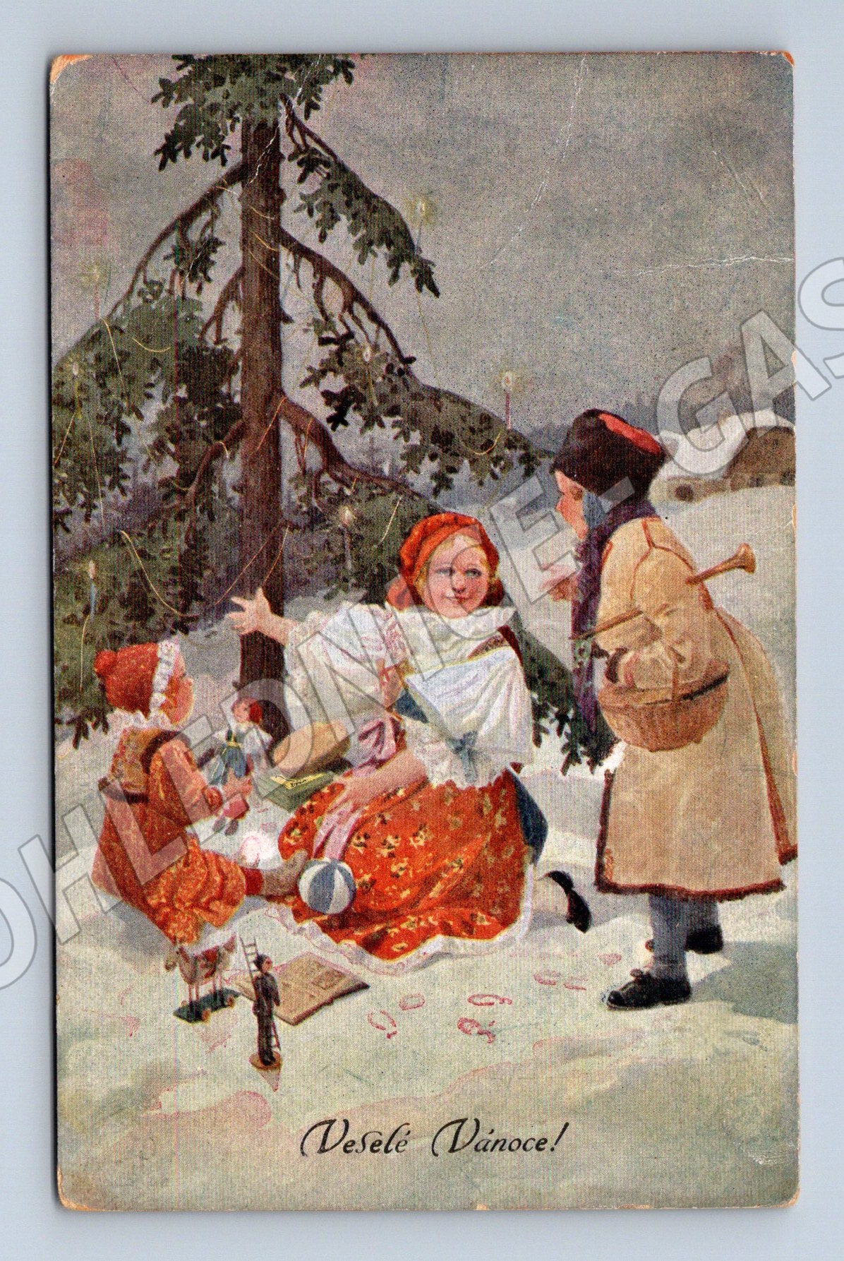 Pohlednice Veselé Vánoce děti v krojích etnografie (M8496)