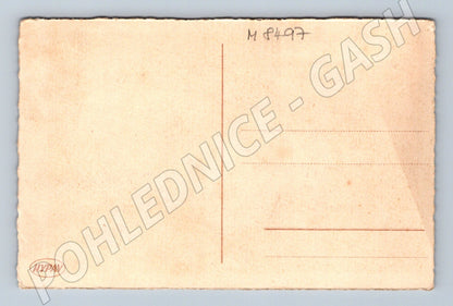 Pohlednice Folklórní pár u okna krojovaná dvojice HYPAV (M8497)