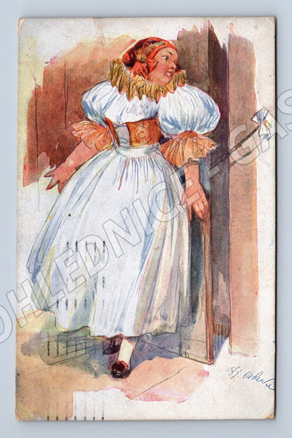 Velikonoční pohlednice O. Cihelka kroj etnografie (M8506)