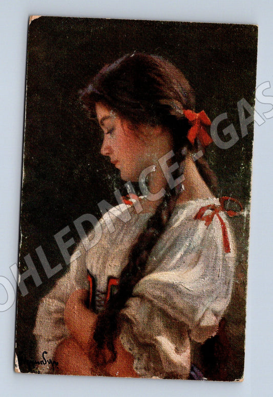 Bulharská dívka v kroji etnografická pohlednice (M8515)