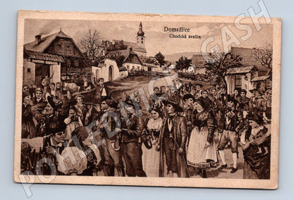 Domažlice Chodská svatba etnografická pohlednice (M8517)