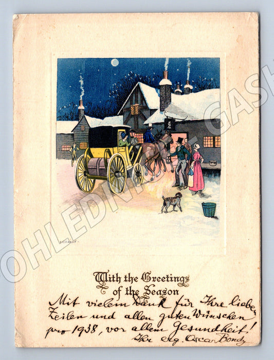 Dostavník v zimní krajině Vánoce 1938 (M8518)