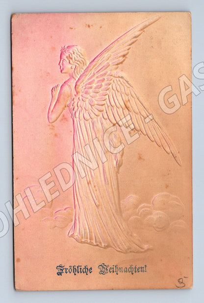 Vánoční anděl reliéf Fröhliche Weihnachten 1907 (M8523)