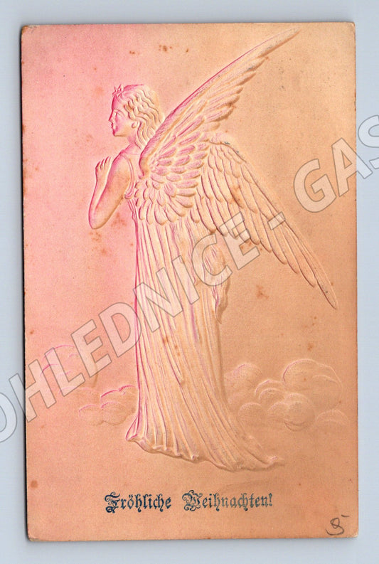 Vánoční anděl reliéf Fröhliche Weihnachten 1907 (M8523)