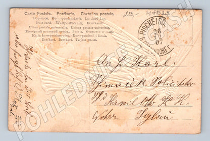 Vánoční anděl reliéf Fröhliche Weihnachten 1907 (M8523)