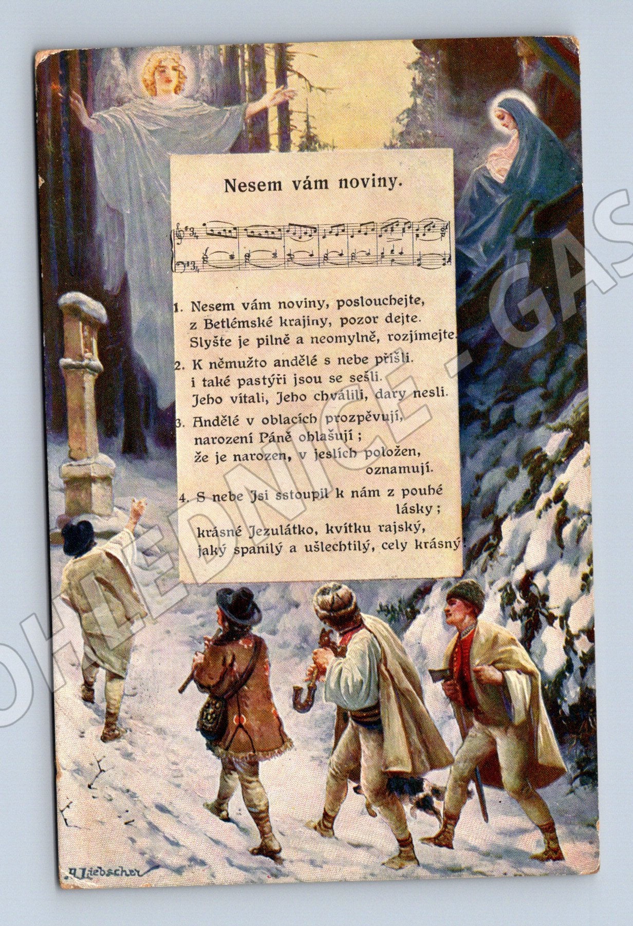 Nesem vám noviny 1912 vánoční pohlednice (M8524)