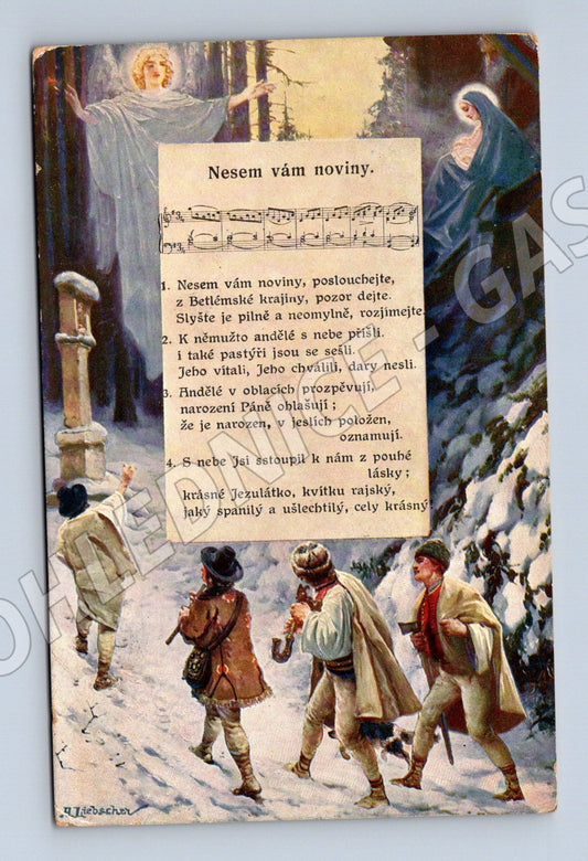 Nesem vám noviny 1912 vánoční pohlednice (M8524)