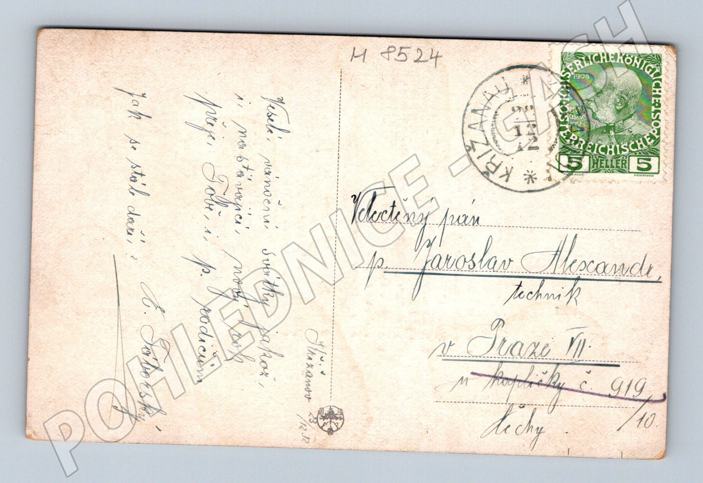 Nesem vám noviny 1912 vánoční pohlednice (M8524)