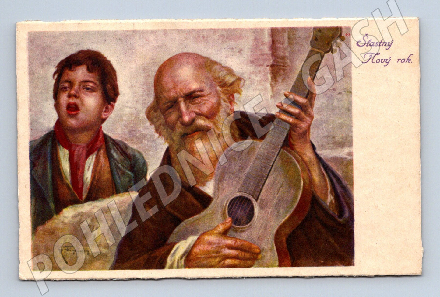 Šťastný Nový rok 1912 starý muž a dítě (M8526)