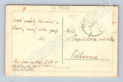 Vánoční pozdrav 1935 kroje zimní krajina (M8528)