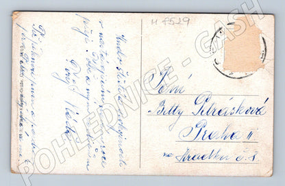 Andílci u hodin česká novoroční pohlednice (M8529)