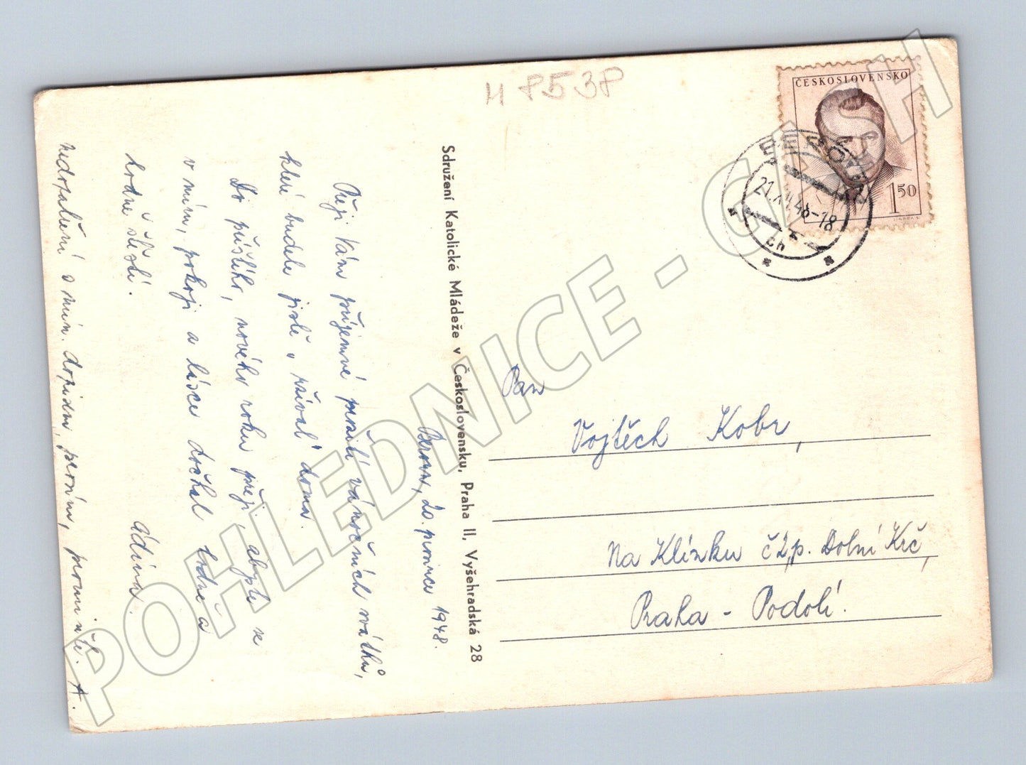 Tři králové 1949 česká pohlednice (M8538)