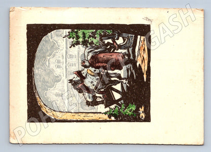 Kočár zimní krajina 1957 malý formát (M8539)