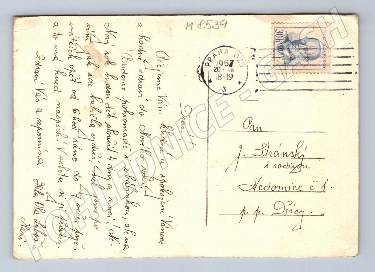 Kočár zimní krajina 1957 malý formát (M8539)