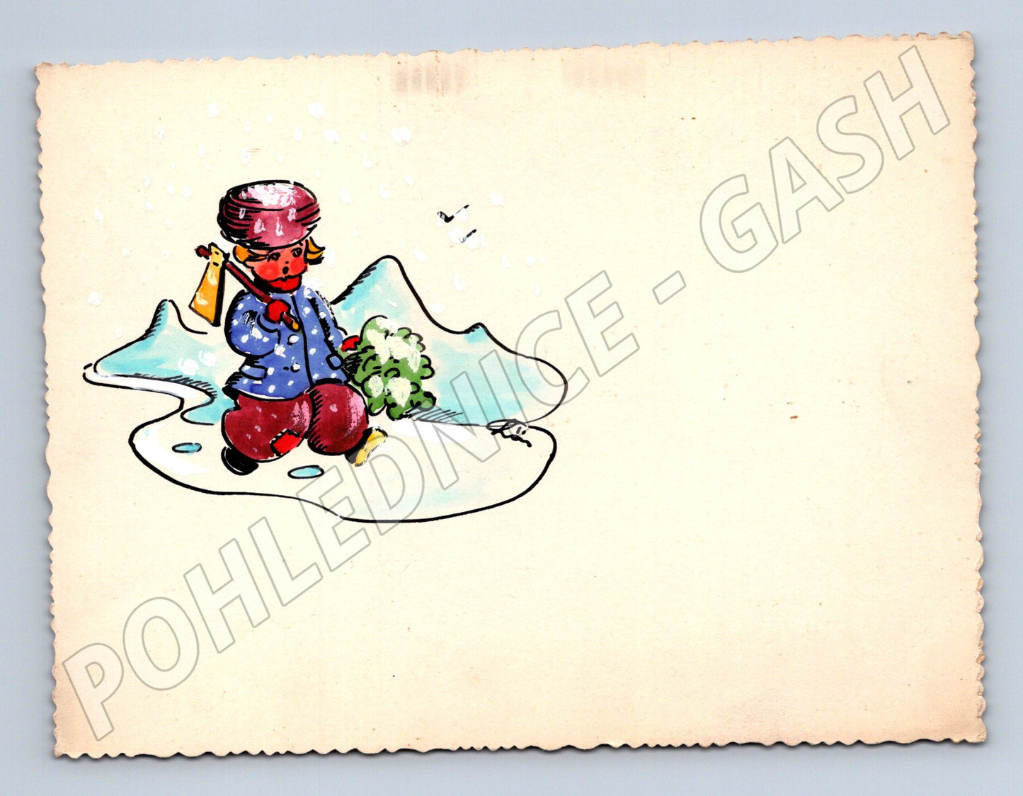 Dítě v zimní krajině etnografická pohlednice (M8542)
