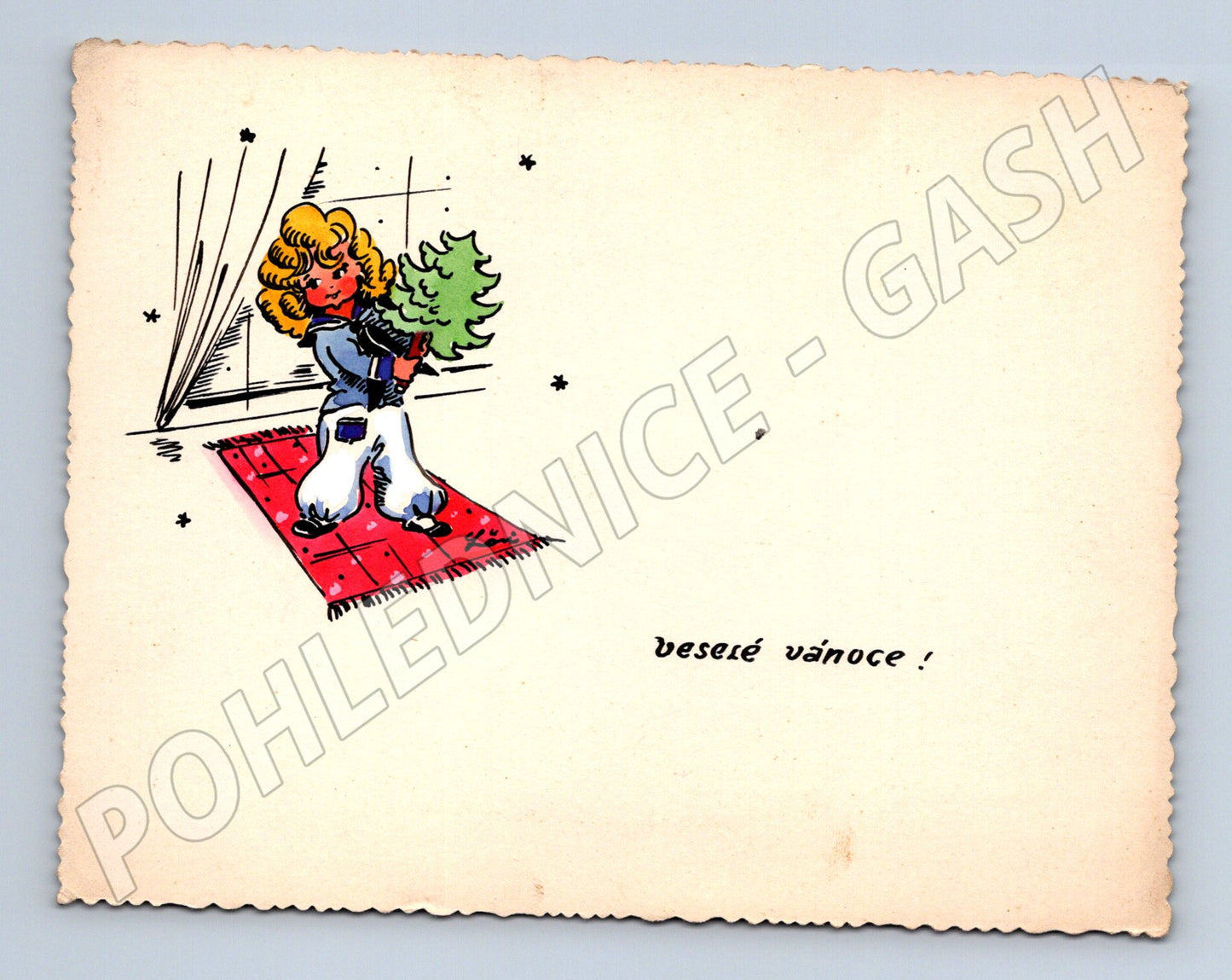 Dítě s vánočním stromečkem malý formát (M8543)