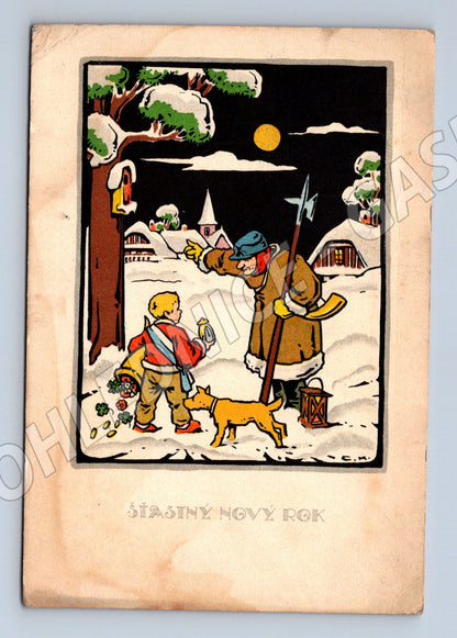 Novoroční vesnice 1935 kolorovaná ČSR (M8550)