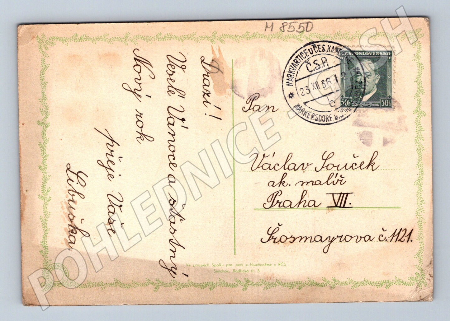 Novoroční vesnice 1935 kolorovaná ČSR (M8550)