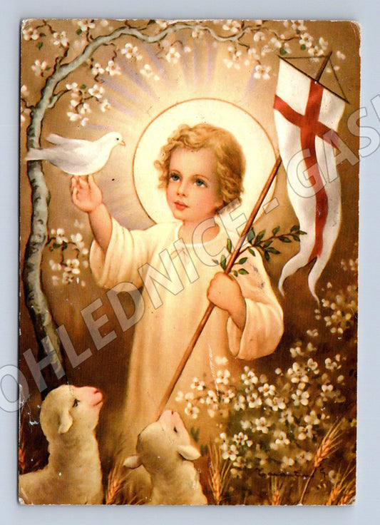 Ježíšek s jehňaty a holubicí Polsko 1981 (M8554)