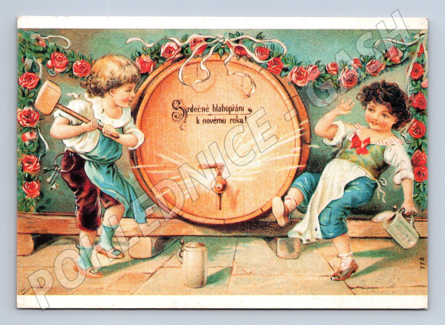 Novoroční děti u sudu Česká republika 1994 (M8555)