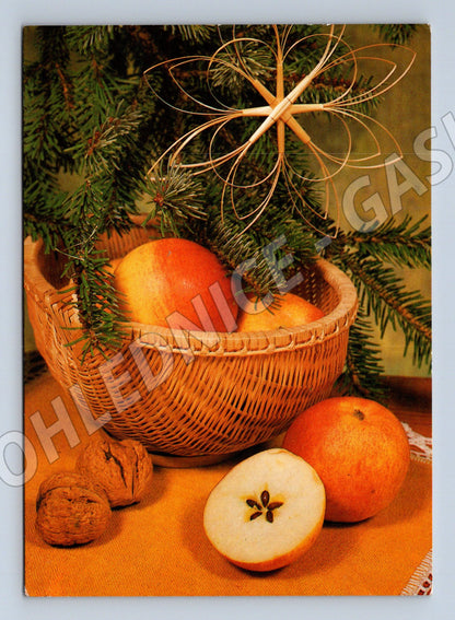Vánoční ČSSR košík s ovocem 50h známka (M8567)