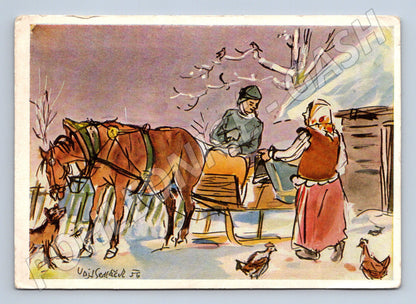 Zimní venkov s koňmi V. Sedláček 1979 (M8573)