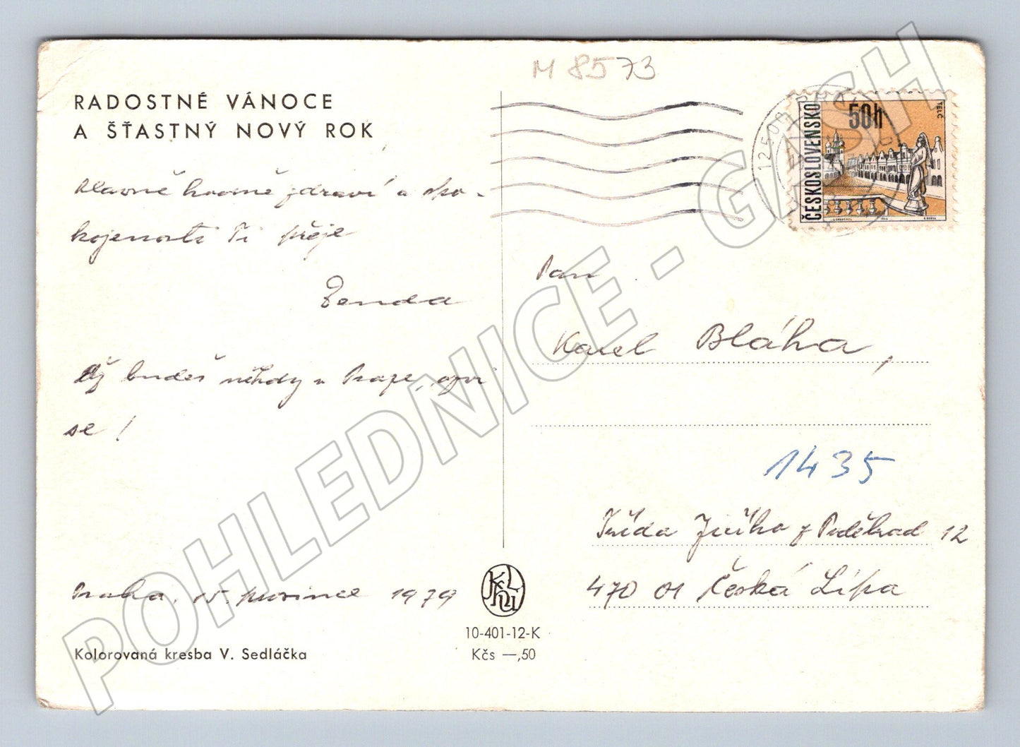 Zimní venkov s koňmi V. Sedláček 1979 (M8573)