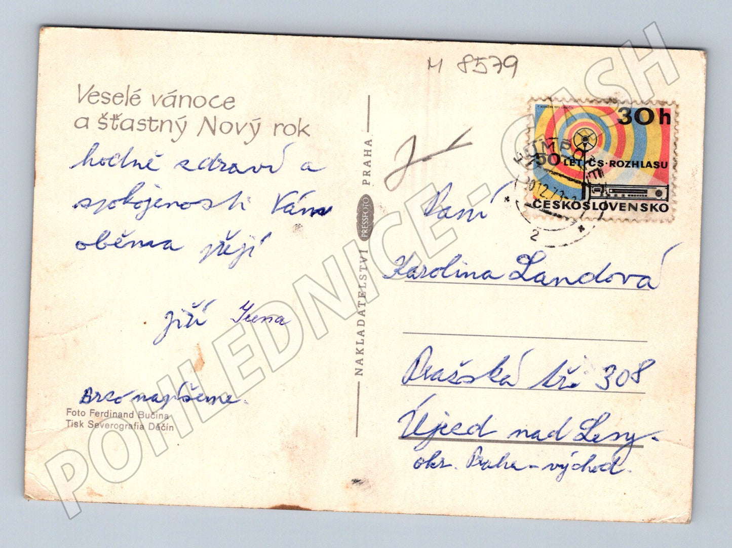 Vánoční Československo malý formát prošlá (M8579)