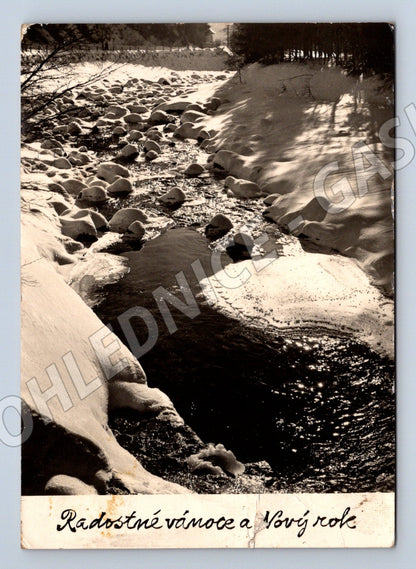 Zimní krajina ČSR 1951 vánoční pohled (M8585)