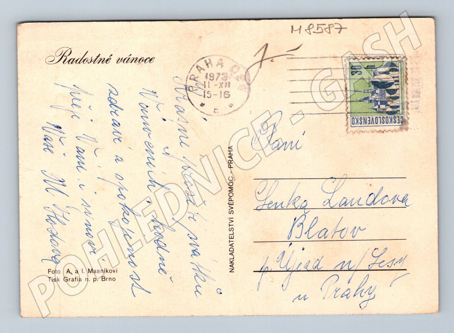 Vánoční ČSSR 1976 malý formát retro (M8587)