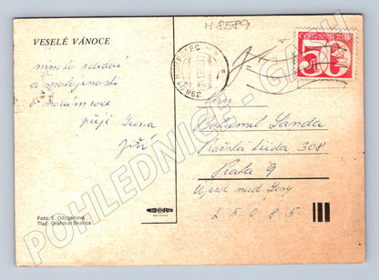 Vánoční ČSR 1966 svíčka ovoce ořechy (M8589)