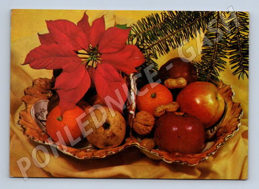 Vánoční ČSSR 1976 slavnostní mísa ovoce (M8591)