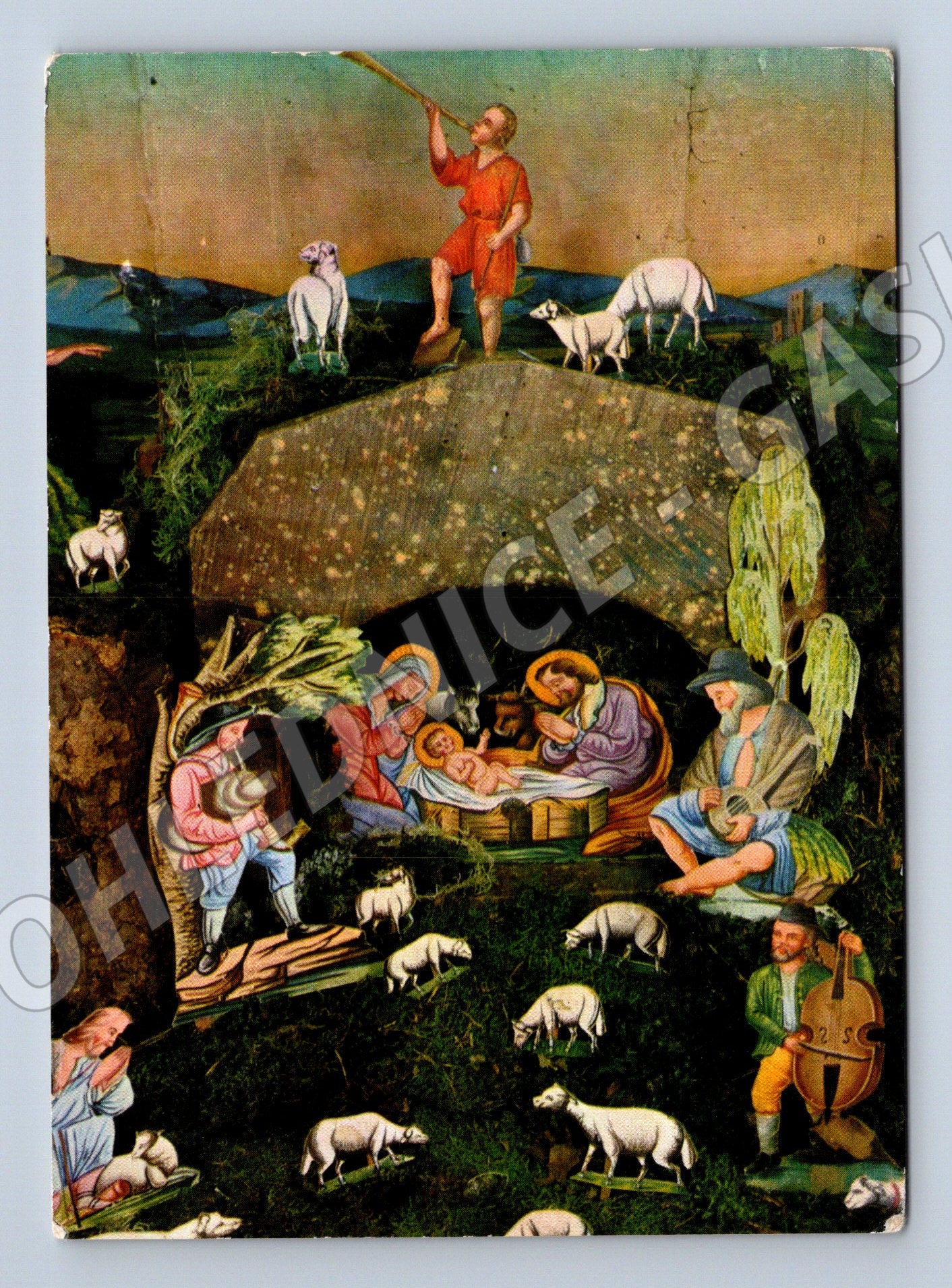 Malovaný betlém ČSSR 1973 malý formát (M8597)