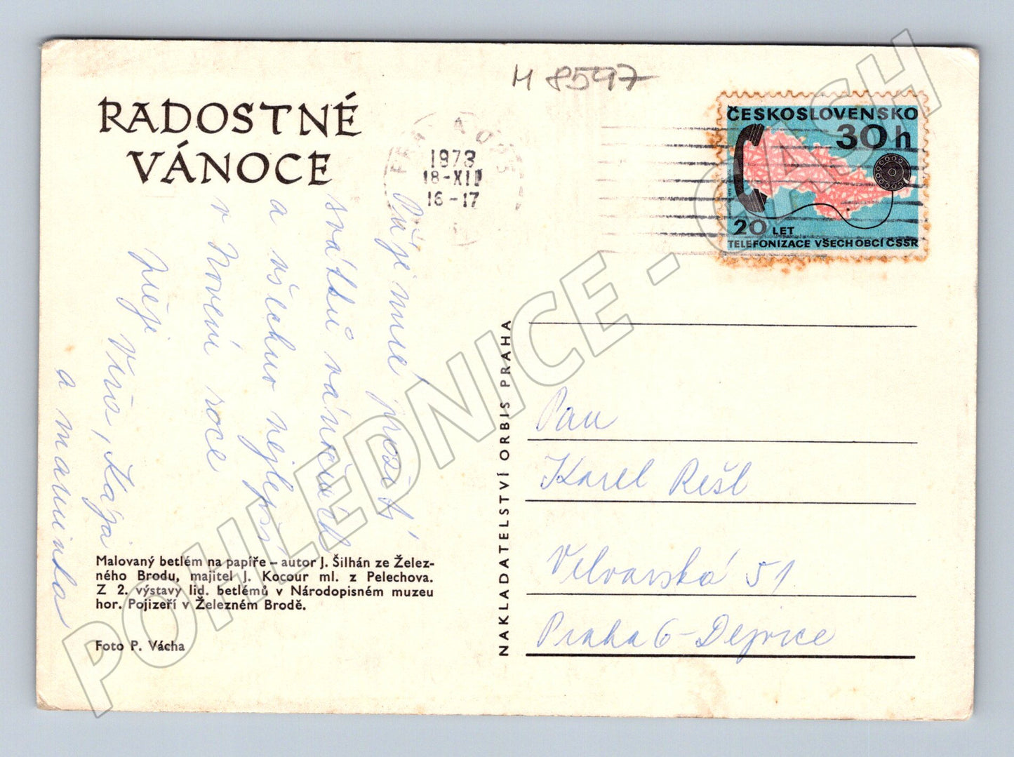 Malovaný betlém ČSSR 1973 malý formát (M8597)