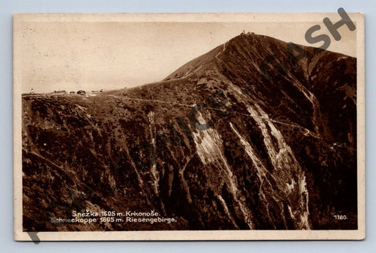 Pohlednice Sněžka Krkonoše 1930 malý formát prošlá (M860)