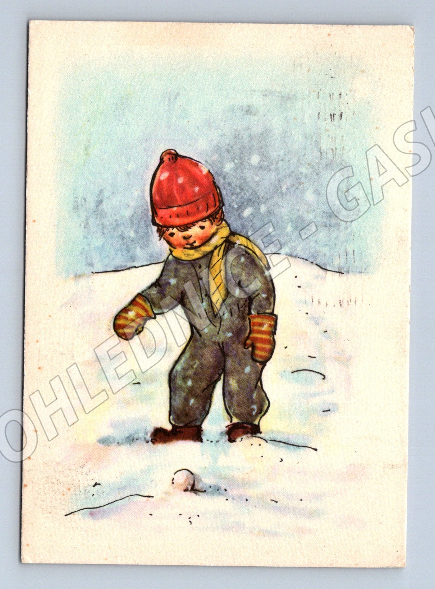 Pohlednice Vánoce 1966 kresba V Slívková použitá (M8606)