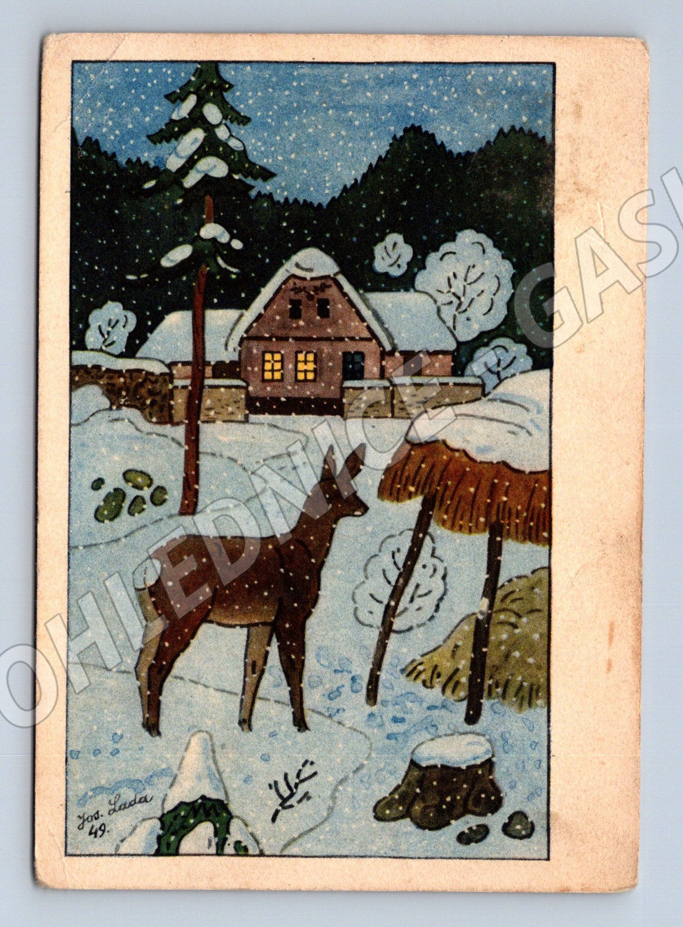 Pohlednice Josef Lada Česká zima do 1950 (M8608)