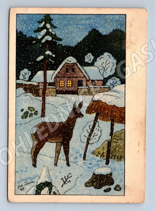 Pohlednice Josef Lada Česká zima do 1950 (M8608)