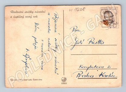 Pohlednice Josef Lada Česká zima do 1950 (M8608)