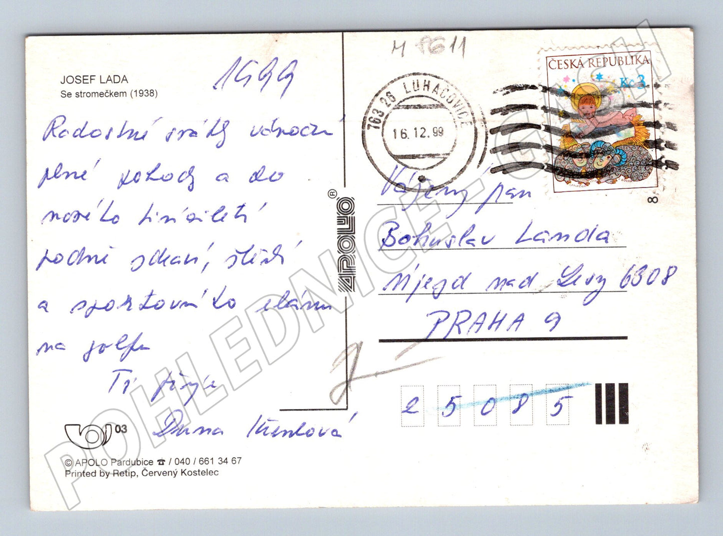 Pohlednice Josef Lada Se stromečkem 1938 (M8611)