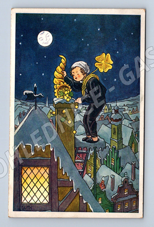 Pohlednice Vánoce Zdeněk Guth čtyřlístek (M8623)