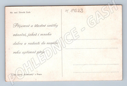 Pohlednice Vánoce Zdeněk Guth čtyřlístek (M8623)