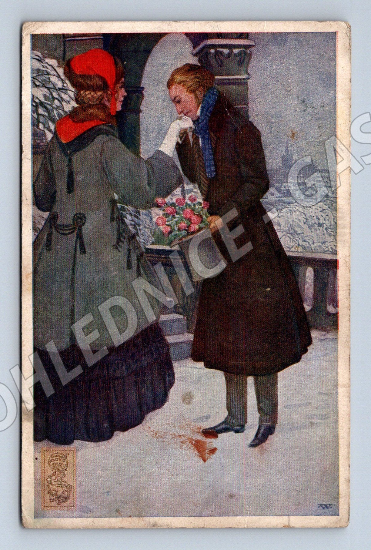 Pohlednice Vánoce malý formát 20 léta (M8628)