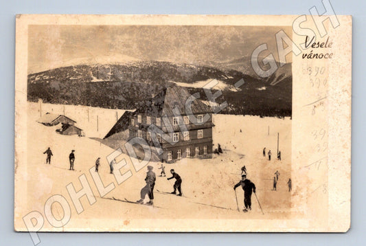 Pohlednice Vánoce Krkonoše horská chata (M8634)