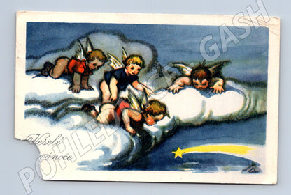 Pohlednice Vánoce 1947 andílci známka (M8636)